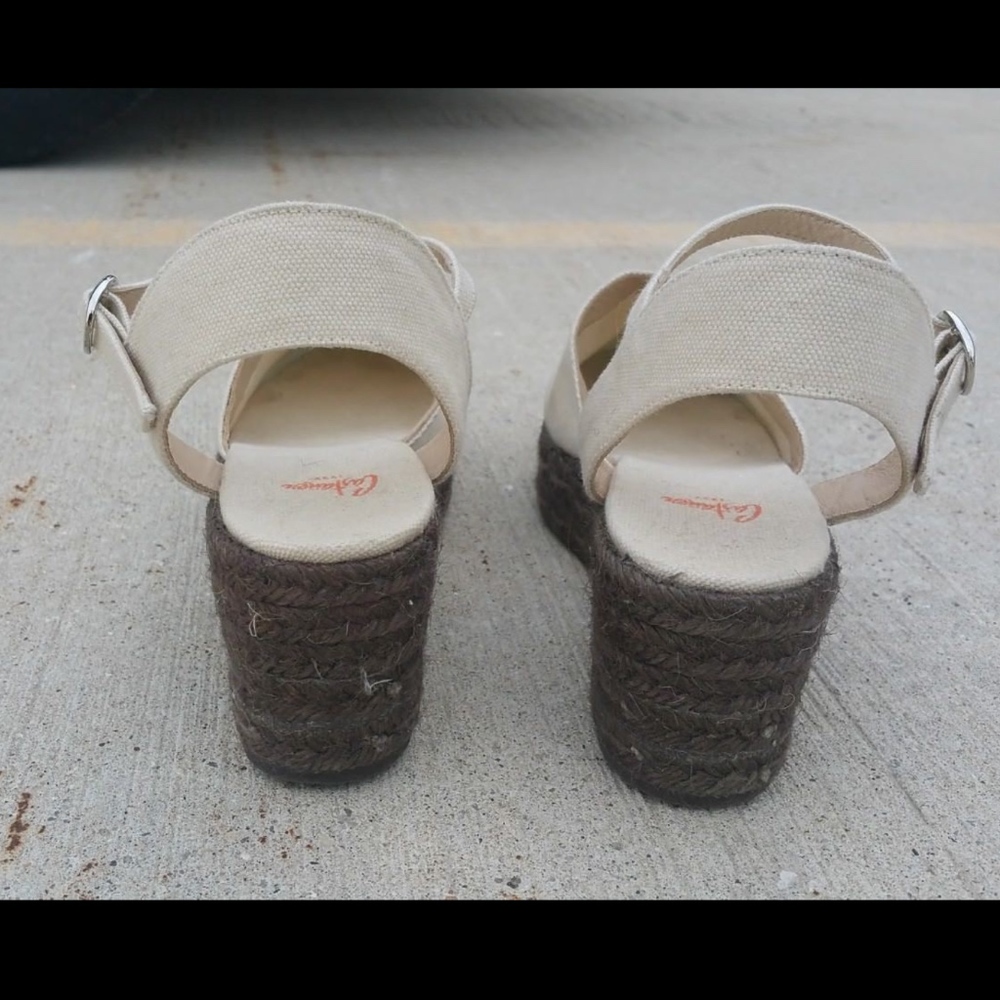 SOLD CASTANER Khaki Nude Canvas Platform Sz 7 38 - Picture 3 of 6
